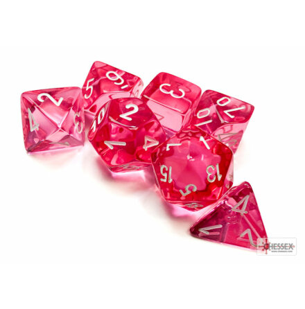 Translucent Polyhedral Pink/white 7-Die Set