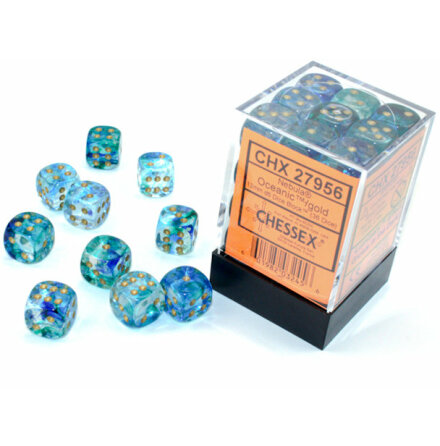 Nebula 12mm d6 Oceanic/gold Dice Block (36 dice)