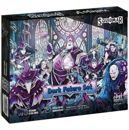 SQUIDMAR Vallejo Dark Future paint set 12 assorted game colors + figure