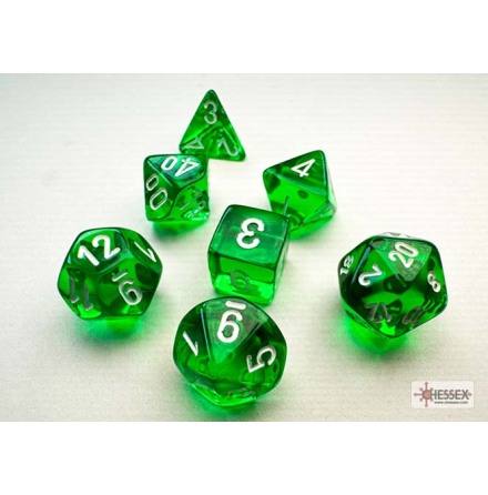 Translucent Mini-hedral Green/white 7-Die Set