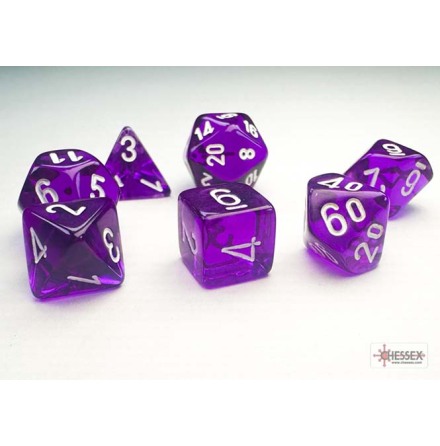Translucent Mini-hedral Purple/white 7-Die Set