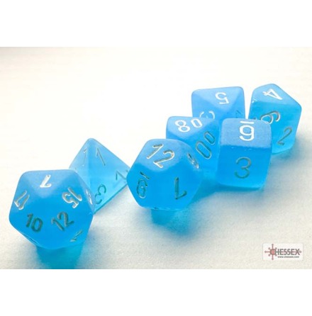 Frosted&amp;trade; Mini-hedral� Caribbean Blue�/white 7-Die Set