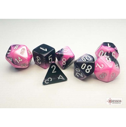 Gemini� Mini-hedral Black-Pink/white 7-Die Set