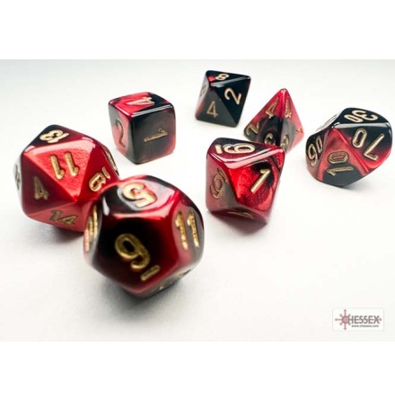 Gemini� Mini-hedral&amp;trade; Black-Red/gold 7-Die Set