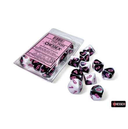 Gemini� Black-White/pink Set of Ten d10s
