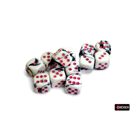 Gemini� 16mm d6 Black-White/pink Dice Block&amp;trade; (12 dice)