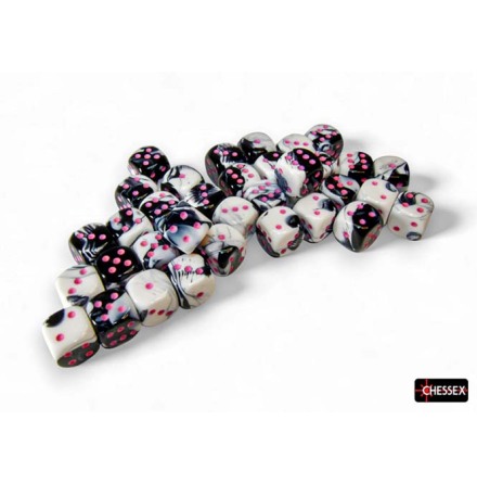 Gemini� 12mm d6 Black-White/pink Dice Block&amp;trade; (36 dice)