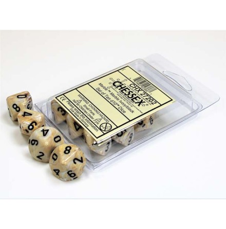 Marble Ivory/black Set of Ten d10s