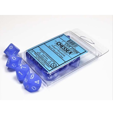 Frosted&amp;trade; Blue/white Set of Ten d10s