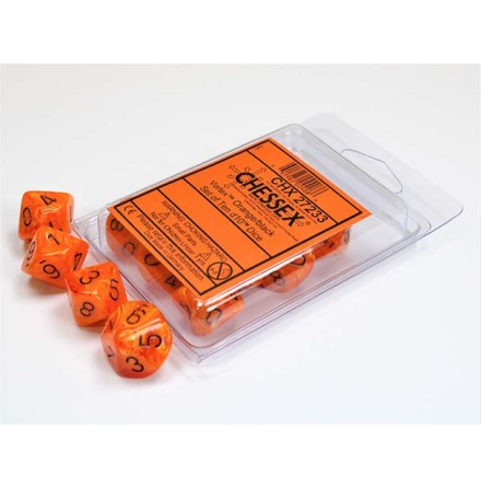 Vortex� Orange/black Set of Ten d10s