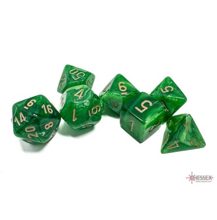 Vortex� Polyhedral Green/gold 7-Die Set