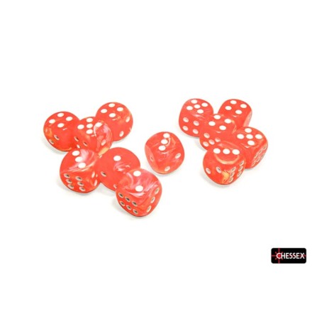 Festive� 16mm d6 Dahlia&trade;/white Luminary� Dice Block� (12 dice)