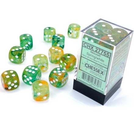 Nebula� 16mm d6 Spring/white Luminary&trade; Dice Block� (12 dice)