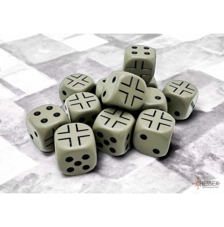 Germany War Dice�Opaque Dark Grey/black 16mm d6 Dice Block&trade; (12 dice)