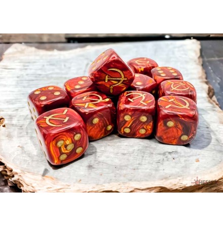 Soviet Union War Dice�Scarab� Scarlet/gold 16mm d6 Dice Block&trade; (12 dice)