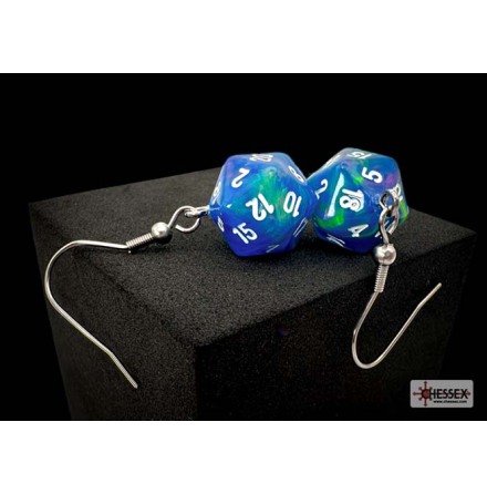 Chessex Hook Earrings Festive� Waterlily&amp;trade; Mini-Poly d20 Pair