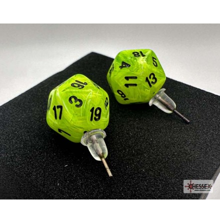 Chessex Stud Earrings Vortex� Bright Green Mini-Poly d20 Pair