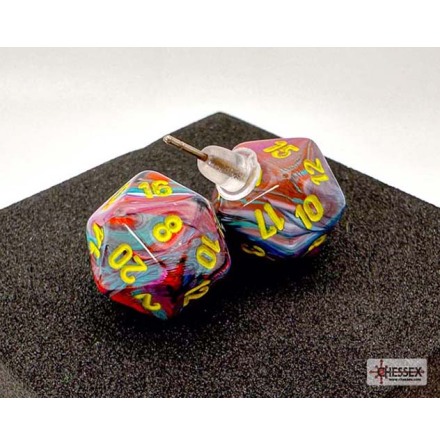 Chessex Stud Earrings Festive� Mosaic Mini-Poly d20 Pair