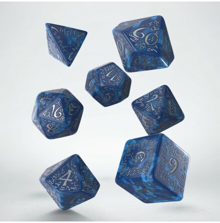 Elvish Cobalt &amp; Silver Dice Set (7)