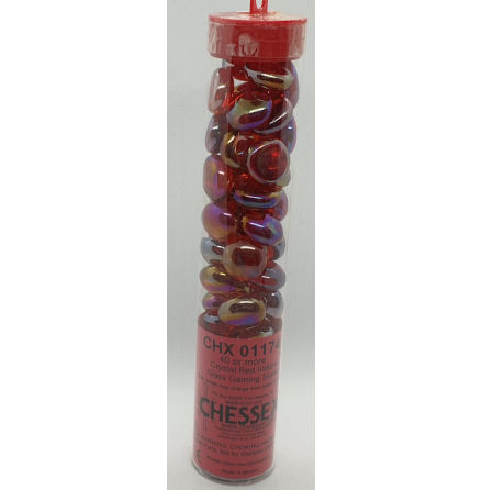 Crystal Red Iridized Glass Stones (Qty 40 or more in 4 inch Tube)