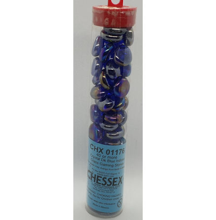 Crystal Dark Blue Iridized Glass Stones (Qty 40 or more in 4 inch Tube)
