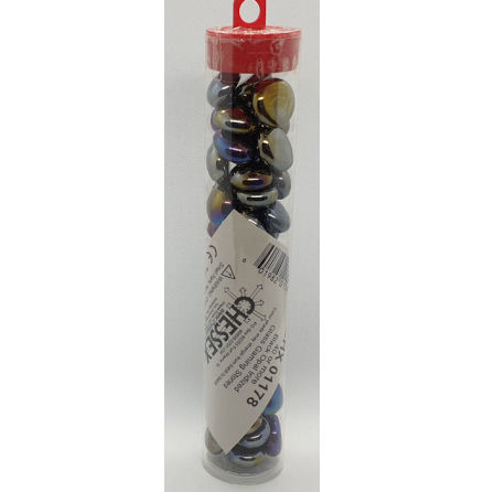 Black Opal Iridized Glass Stones (Qty 40 or more in 4 inch Tube)