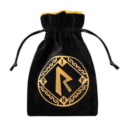 Runic Black &amp; golden Velour Dice Bag