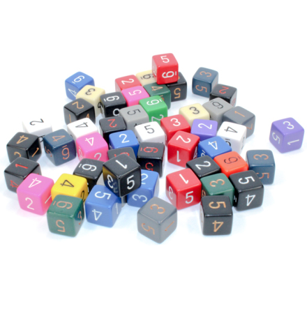 Bag of 50 Asst. Loose Opaque Polyhedral d6 Dice