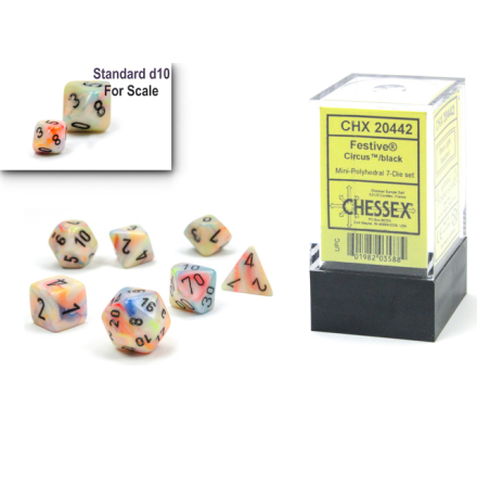 Festive® Mini-Polyhedral Circus™/black 7-Die set