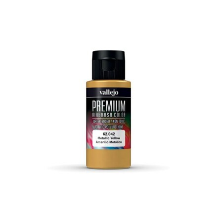 Vallejo Premium Airbrush Color: Metallic Yellow (60 ml)