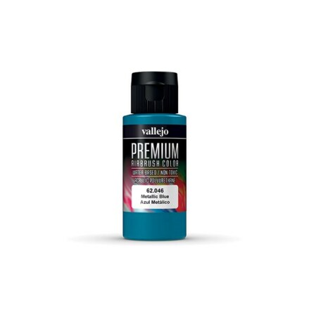 Vallejo Premium Airbrush Color: Metallic Blue (60 ml)